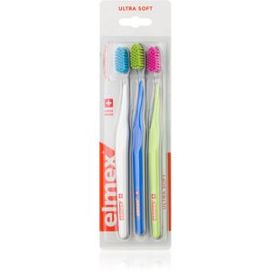 Elmex Swiss Made zubní kartáčky 3 ks ultra soft White, Blue, Green 3 ks