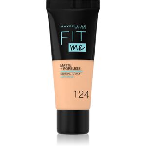 Maybelline Fit Me! Matte+Poreless matující make-up pro normální a mastnou pleť odstín 124 Soft Sand 30 ml