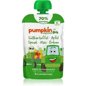 Pumpkin Organics BIO batát, špenát, kukuřice, hrášek a jablko dětský příkrm 100 g