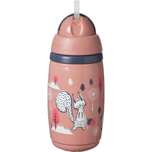 Tommee Tippee Superstar Insulated Straw termohrnek s brčkem pro děti 12m+ Pink 266 ml