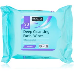 Beauty Formulas Clear Skin Deep Cleansing vlhčené čisticí ubrousky pro mastnou a problematickou pleť 30 ks