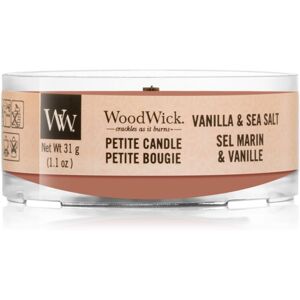 Woodwick Vanilla & Sea Salt votivní svíčka 31 g s dřevěným knotem