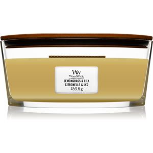 Woodwick Lemongrass & Lily vonná svíčka s dřevěným knotem (hearthwick) 453,6 g