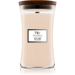 Woodwick White Honey Miel Blanc vonná svíčka s dřevěným knotem 609.5 g