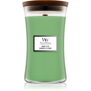 Woodwick Hemp & Ivy vonná svíčka s dřevěným knotem 609,5 g