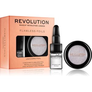 Makeup Revolution Flawless Foils metalické oční stíny s podkladovou bází odstín Unicorn Foil 2 g + 2 ml