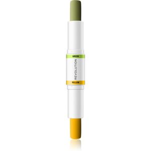 Makeup Revolution IRL Filter korekční tyčinka pro sjednocení barevného tónu pleti odstín Yellow & Green 2x4,3 g