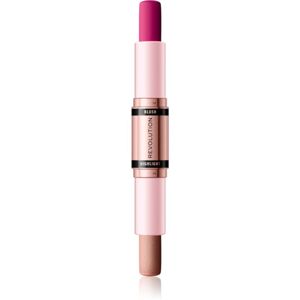 Makeup Revolution Blush & Highlight krémová tvářenka a rozjasňovač v tyčince odstín Champagne Shine 2x4,3 g