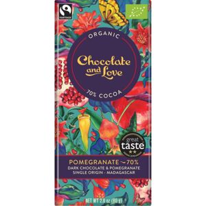 Chocolate & Love Pomegranate 70% hořká čokoláda v BIO kvalitě bez mléka 80 g