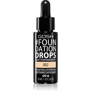 Gosh Foundation Drops lehký make-up ve formě kapek SPF 10 odstín 002 Ivory 30 ml