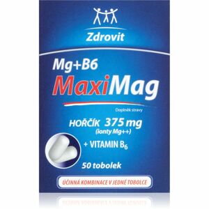 MaxiMag Hořčík 375mg + B6 tobolky doplněk stravy s vysokým obsahem hořčíku 50 ks
