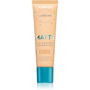 Lumene Matte Oil-Control fluidní make-up pro mastnou a smíšenou pleť odstín 2 Soft Honey 30 ml