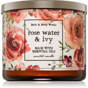 Bath & Body Works Rose Water & Ivy vonná svíčka s esenciálními oleji 411 g