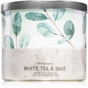 Bath & Body Works White Tea& Sage vonná svíčka III. 411 g