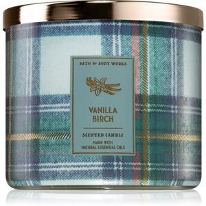 Bath & Body Works Vanilla Birch vonná svíčka s esenciálními oleji 411 g