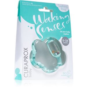 Curaprox Baby Waking Senses kousací kroužek s masážním kartáčkem a chrastítkem 1 ks