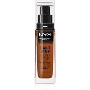 NYX Professional Makeup Can't Stop Won't Stop vysoce krycí make-up odstín 22.7 Deep Walnut 30 ml