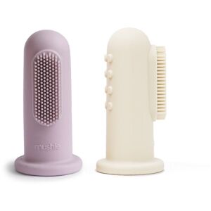 Mushie Finger Toothbrush dětský zubní kartáček na prst Soft Lilac/Ivory 2 ks