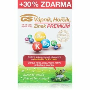 GS Vápník Hořčík Zinek Premium doplněk stravy s minerály 130 ks