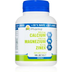 Bio Pharma Kalcium + magnesium + zinek tablety pro normální funkci imunitního systému, stavu kostí a činnosti svalů 150 tbl