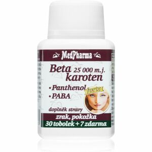 MedPharma Beta karoten 25 000 m.j. +Panthenol+PABA doplněk stravy k udržování normálního stavu vlasů, pokožky a sliznic 37 ks