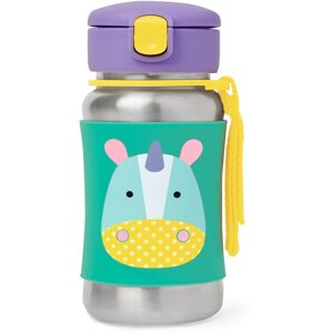 Skip Hop Zoo Straw Bottle nerezová láhev na vodu s brčkem Unicorn 12 m+ 350 ml