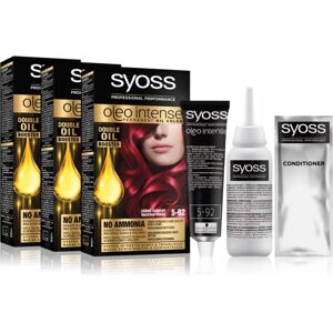 Syoss Oleo Intense permanentní barva na vlasy 5-92 Bright Red (výhodné balení) odstín