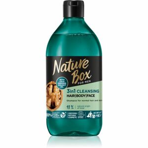 Nature Box Walnut čisticí sprchový gel na obličej, tělo a vlasy pro muže 385 ml