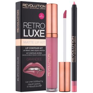 Makeup Revolution Retro Luxe matná sada na rty odstín Grandee 5,5 ml