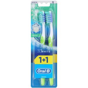 Oral B 3D White Fresh zubní kartáčky medium Green & Green 2 ks